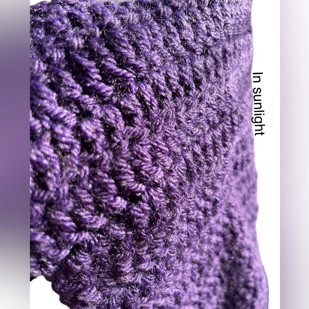 Handmade Crochet Infinity Solid Purple Scarf NWOT